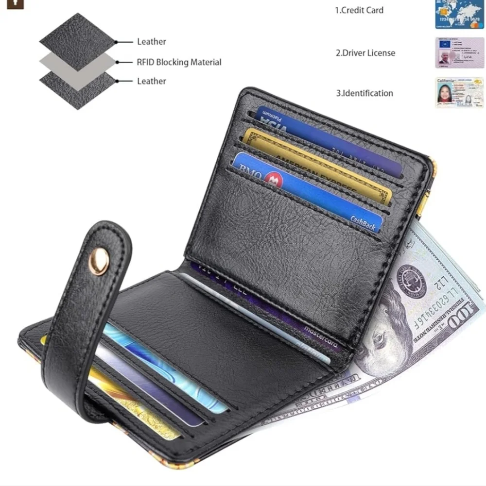 Sunflower Print Black Wallet